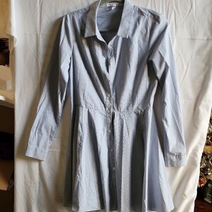 Pinstripe Blue/white Flared Button-down Shirt Dress. Size 8
